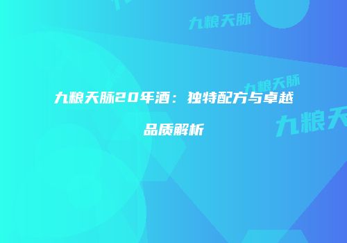 九粮天脉20年酒：独特配方与卓越品质解析