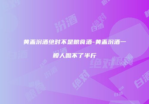 黄盖汾酒绝对不是粮食酒-黄盖汾酒一般人喝不了半斤