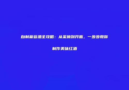 自制葡萄酒全攻略：从采摘到开瓶，一步步教你制作美味红酒