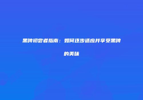 黑啤初尝者指南：如何逐步适应并享受黑啤的美味