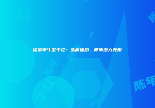 探索牵牛星干红：品质佳酿，陈年潜力无限