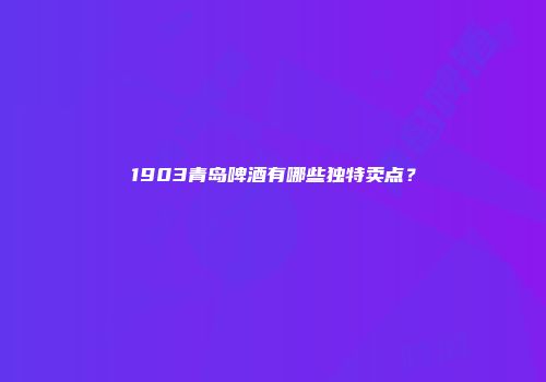 1903青岛啤酒有哪些独特卖点？