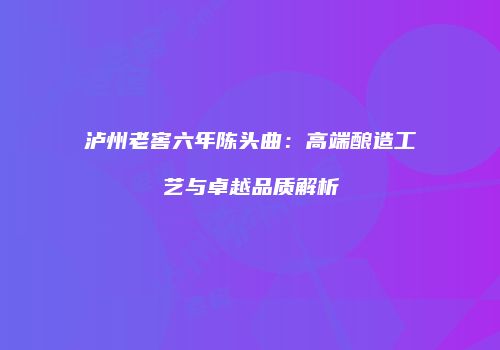 泸州老窖六年陈头曲：高端酿造工艺与卓越品质解析