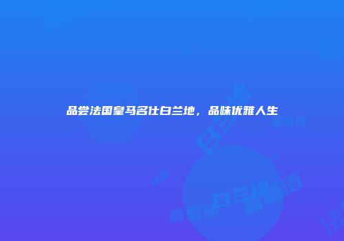 品尝法国皇马名仕白兰地，品味优雅人生