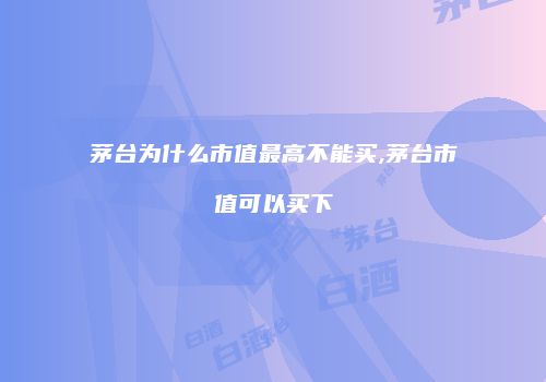 茅台为什么市值最高不能买,茅台市值可以买下