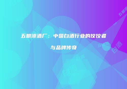 五粮液酒厂：中国白酒行业的佼佼者与品牌传奇