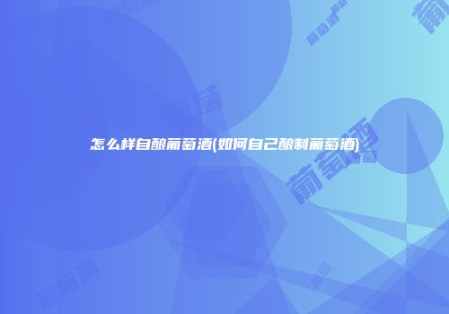 怎么样自酿葡萄酒(如何自己酿制葡萄酒)