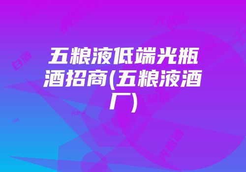 五粮液低端光瓶酒招商(五粮液酒厂)