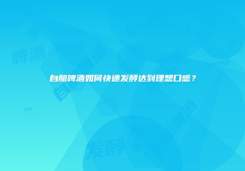 自酿啤酒如何快速发酵达到理想口感？