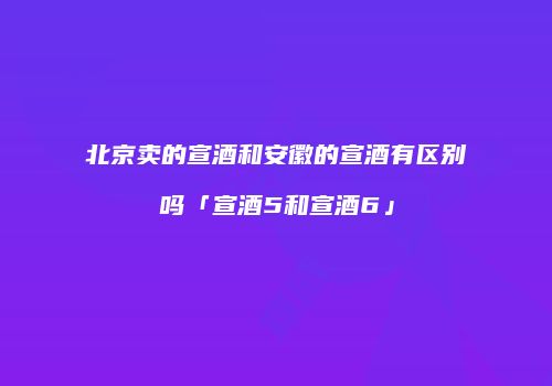 北京卖的宣酒和安徽的宣酒有区别吗「宣酒5和宣酒6」