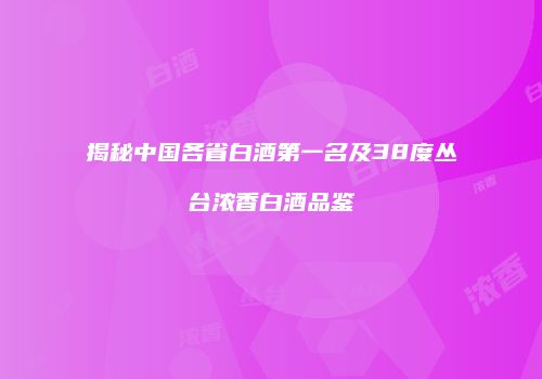 揭秘中国各省白酒第一名及38度丛台浓香白酒品鉴