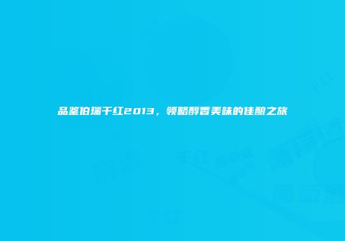 品鉴伯瑞干红2013，领略醇香美味的佳酿之旅
