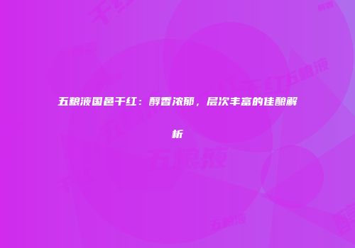 五粮液国邑干红：醇香浓郁，层次丰富的佳酿解析