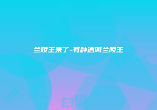 兰陵王来了-有种酒叫兰陵王