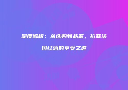 深度解析：从选购到品鉴，拉菲法国红酒的享受之道
