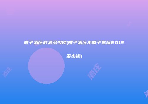 戒子酒庄的酒多少钱(戒子酒庄小戒子黑标2013多少钱)