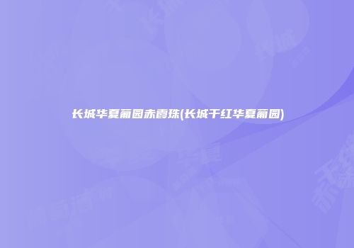长城华夏葡园赤霞珠(长城干红华夏葡园)