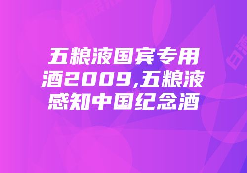 五粮液国宾专用酒2009,五粮液感知中国纪念酒