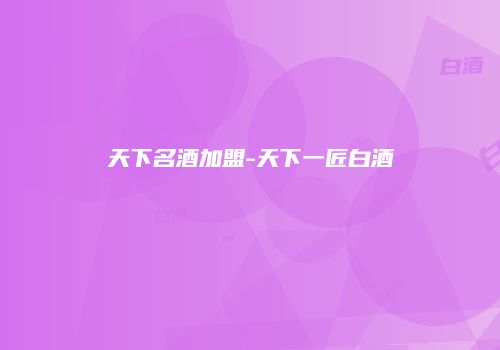 天下名酒加盟-天下一匠白酒