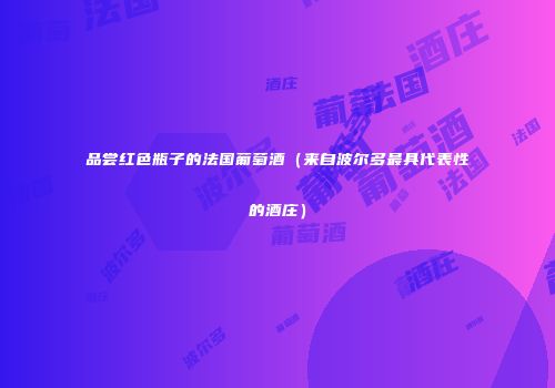 品尝红色瓶子的法国葡萄酒（来自波尔多最具代表性的酒庄）
