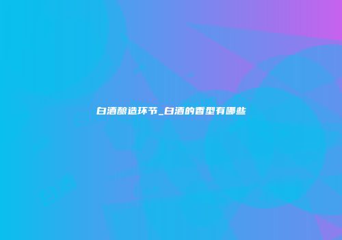 白酒酿造环节_白酒的香型有哪些