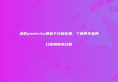 品尝pontcity精品干红葡萄酒，了解其丰富的口感和酿造过程