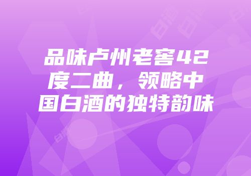 品味卢州老窖42度二曲，领略中国白酒的独特韵味