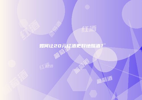 如何让20元红酒更好地醒酒？