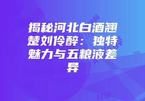 揭秘河北白酒翘楚刘伶醉：独特魅力与五粮液差异