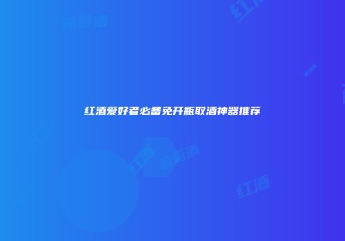 红酒爱好者必备免开瓶取酒神器推荐