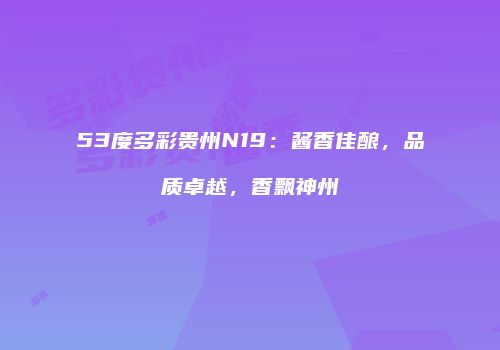 53度多彩贵州N19：酱香佳酿，品质卓越，香飘神州