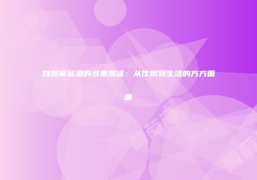 自酿葡萄酒的多重用途：从饮用到生活的方方面面