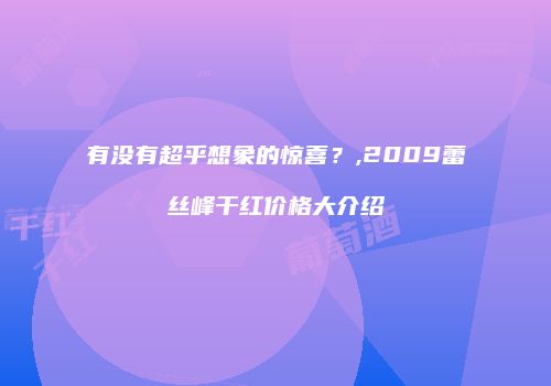有没有超乎想象的惊喜？,2009蕾丝峰干红价格大介绍