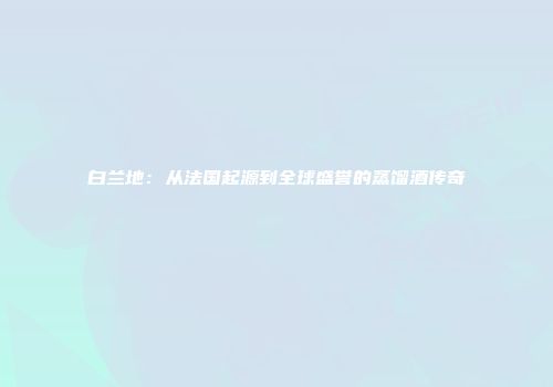 白兰地：从法国起源到全球盛誉的蒸馏酒传奇