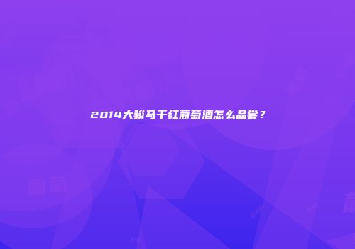 2014大骏马干红葡萄酒怎么品尝？