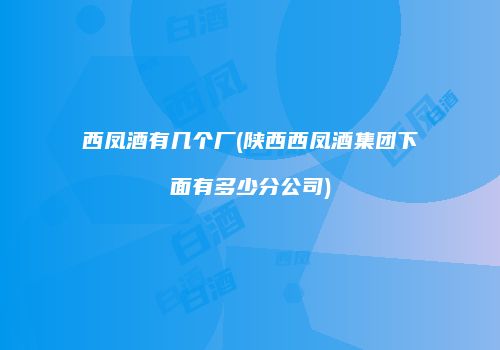 西凤酒有几个厂(陕西西凤酒集团下面有多少分公司)