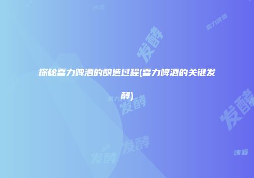 探秘喜力啤酒的酿造过程(喜力啤酒的关键发酵)