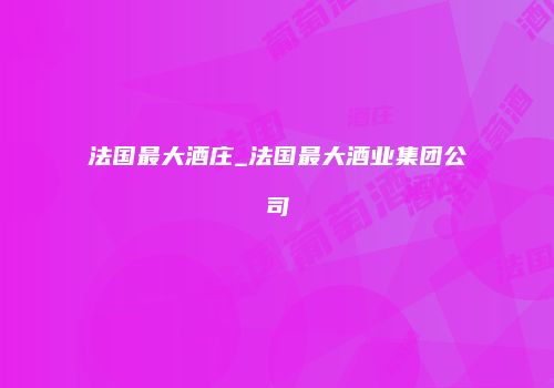 法国最大酒庄_法国最大酒业集团公司