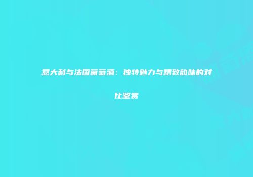 意大利与法国葡萄酒：独特魅力与精致韵味的对比鉴赏