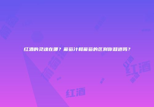 红酒的灵魂在哪？葡萄汁和葡萄的区别你知道吗？
