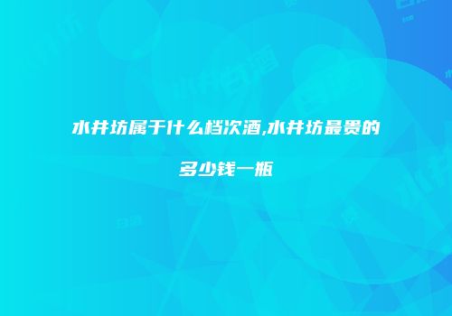 水井坊属于什么档次酒,水井坊最贵的多少钱一瓶