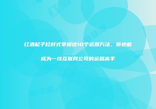 红酒起子杠杆式掌握这10个运营方法，你也能成为一线互联网公司的运营高手