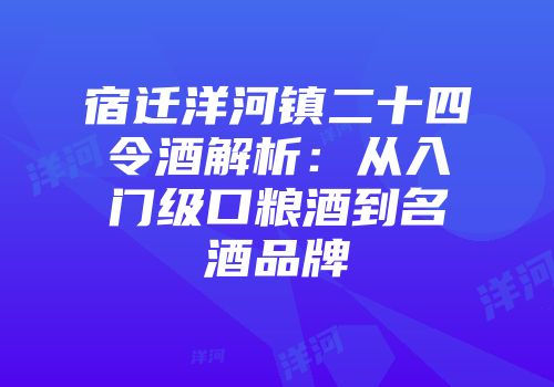 宿迁洋河镇二十四令酒解析：从入门级口粮酒到名酒品牌