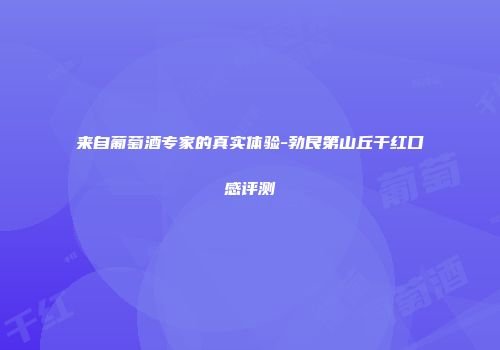 来自葡萄酒专家的真实体验-勃艮第山丘干红口感评测