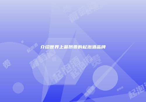 介绍世界上最昂贵的起泡酒品牌