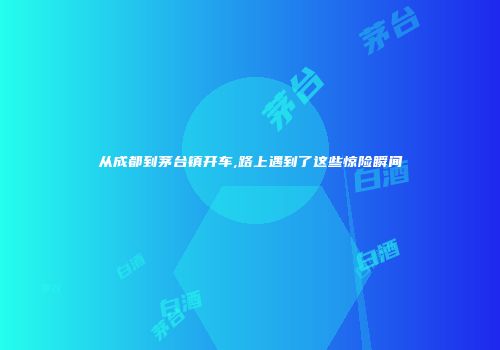 从成都到茅台镇开车,路上遇到了这些惊险瞬间
