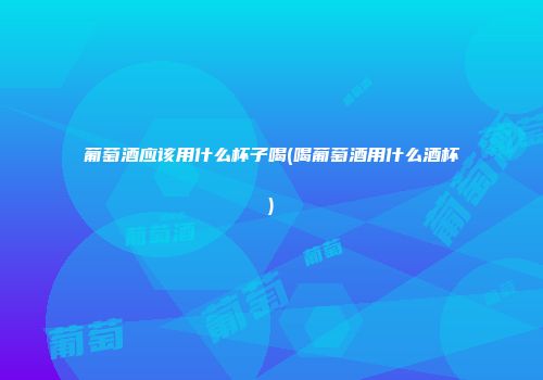葡萄酒应该用什么杯子喝(喝葡萄酒用什么酒杯)