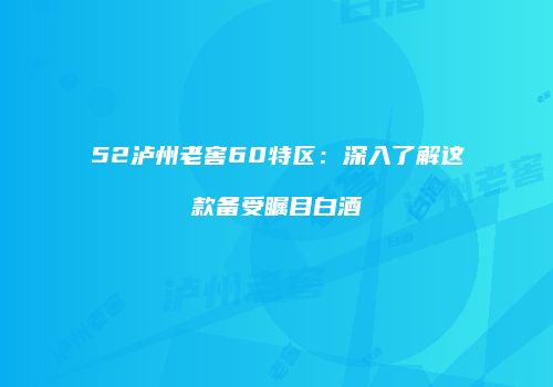 52泸州老窖60特区：深入了解这款备受瞩目白酒