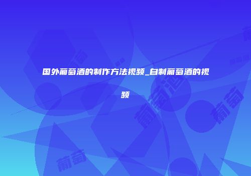 国外葡萄酒的制作方法视频_自制葡萄酒的视频