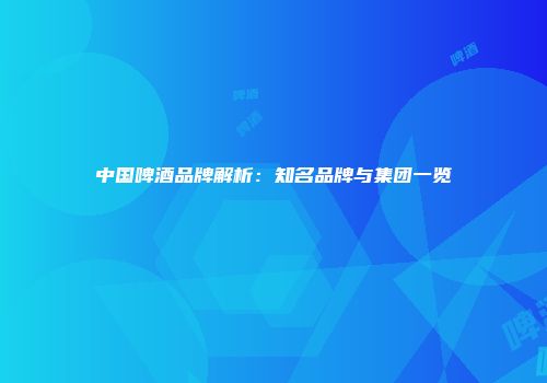 中国啤酒品牌解析：知名品牌与集团一览